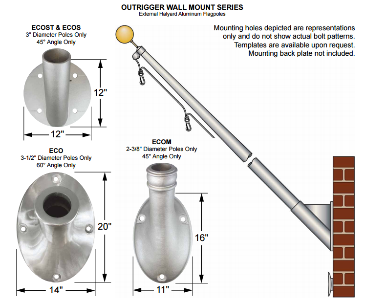 Outrigger Wall Mounted Flagpoles